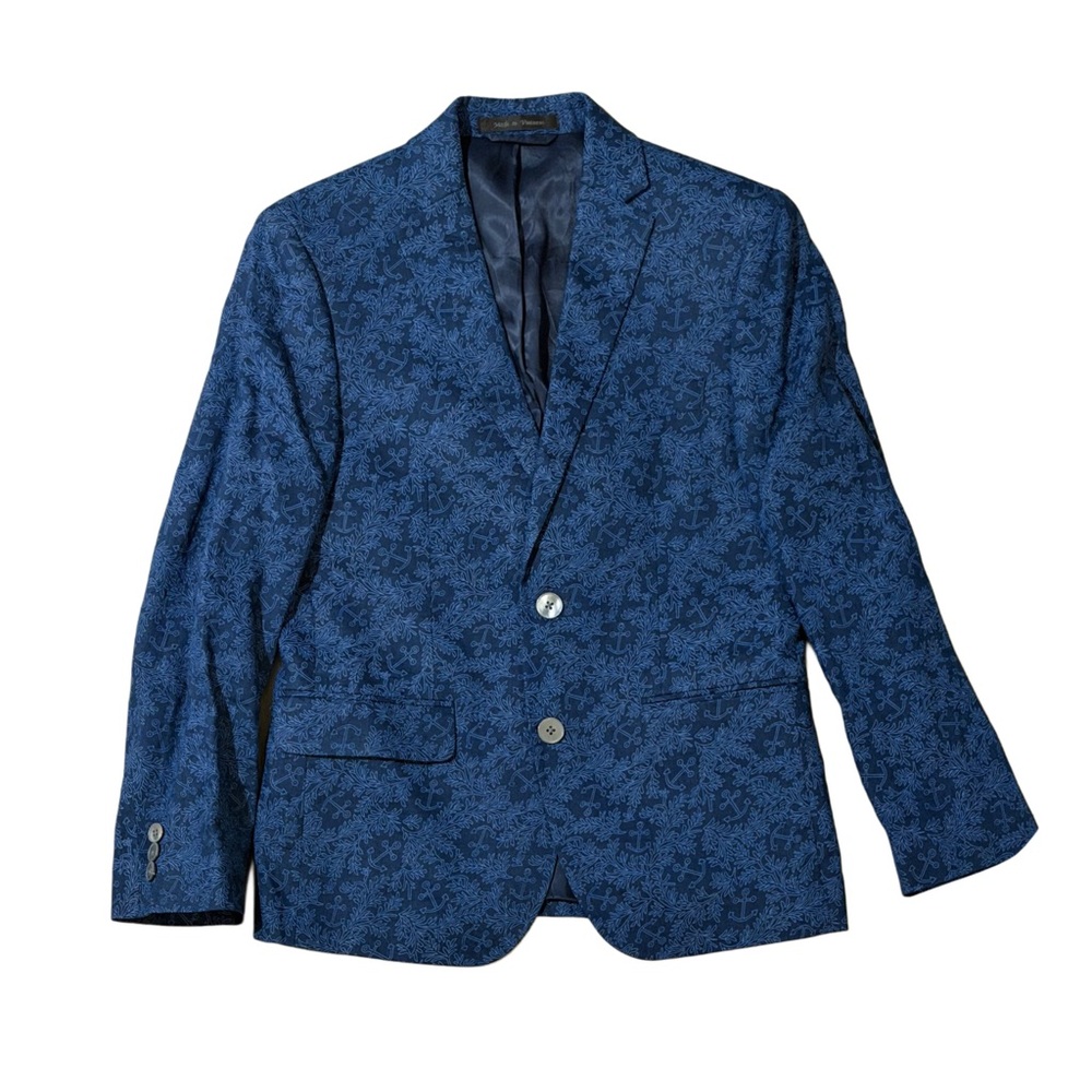 Ralph Lauren Blue Nautical Patterned Linen Blazer